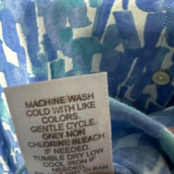 J. Jill sz XL blue watercolor print v neck pima cotton 3/4 sleeve soft cardigan - Picture 5 of 6